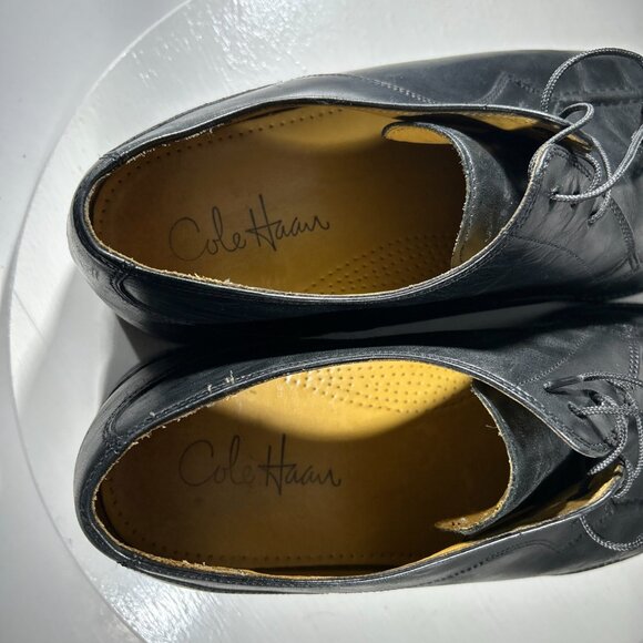 Cole Haan Eaton Mens Size 12 M Dress Shoes Leather Oxford Black Apron Square Toe - Picture 8 of 11